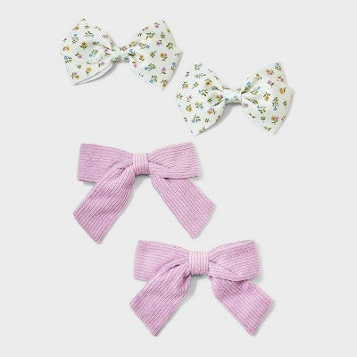Girls' 4pk Salon Bow Clip Set - Cat & Jack Purple/Cream