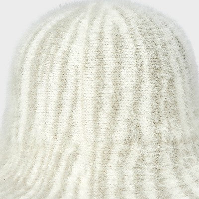 Brushed Bucket Hat - A New Day Cream/Zebra Print: Adjustable Knit Midweight Fabric