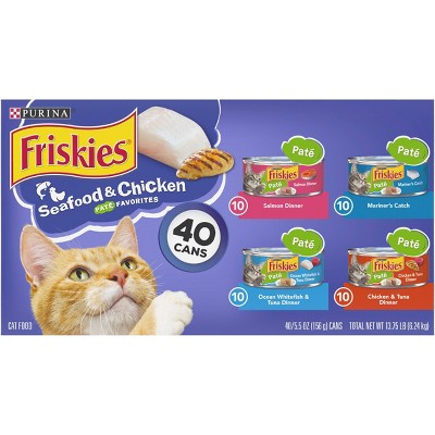 Purina Friskies Pate Tuna, Salmon, Fish & Chicken Favorites Wet Cat Food - 5.5oz/40ct Variety Pack (LOCAL PICKUP ONLY)