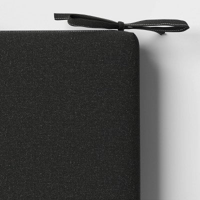 18"x20" Solid Woven Outdoor Chair Seat Cushion Black - Threshold