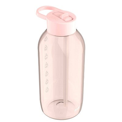 Zak Designs 64 fl oz Plastic Straw Water Bottle Nectarine Orange: Reusable Kids Portable Drinkware, Dishwasher-Safe