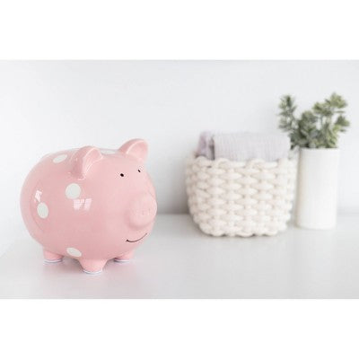 Pearhead Piggy Bank - Pink Polka