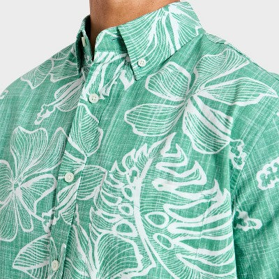 Men's Hibiscus Button-Down Shirt XL