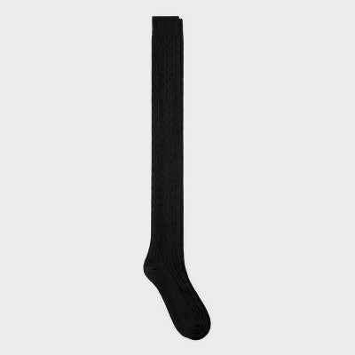 Women's Cable Supersoft Over the Knee Boot Socks - Universal Thread Black 4-10