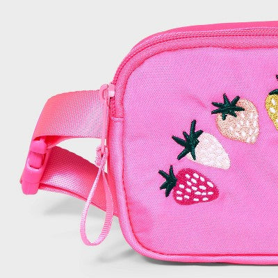 Girls' Fanny Pack with Embroidered Strawberries - Cat & Jack Pink