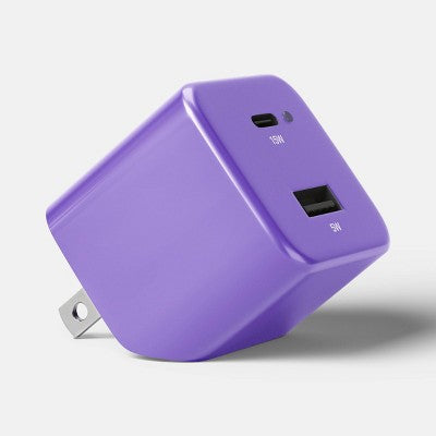 Dual Port (A+C) Wall Adapter - heyday Purple: 20W USB & USB-C Charger