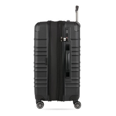 SWISSGEAR Checklite Medium Checked Spinner Suitcase - Black: Polyester Structured Luggage