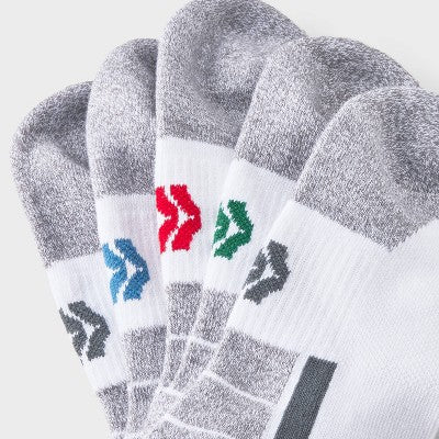 Kids' 6pk No Show Socks - All In Motion White L