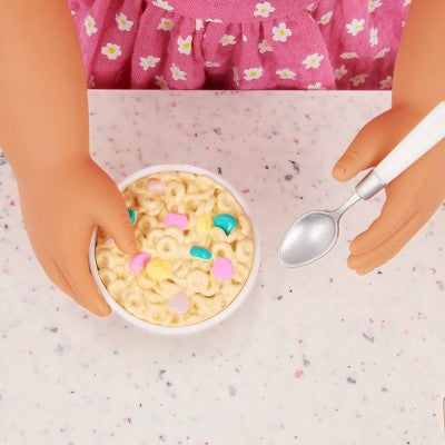 Our Generation Gillian 18" Doll with Pink Dress & Rainbow Pajama Outfit: Fashion, Hair Blonde, Hazel Eyes, Wavy Hair