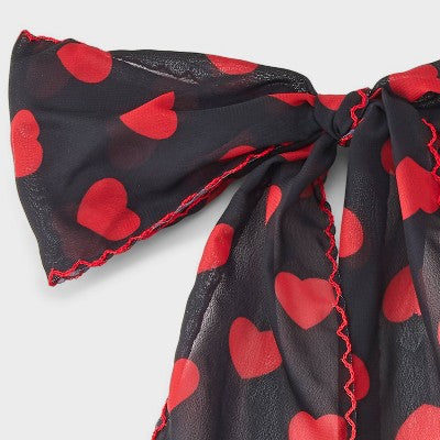Scallop Trim Heart Bow Hair Barrette - A New Day Pink