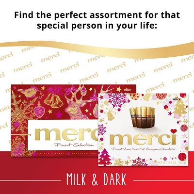 Merci Christmas Assorted European Milk & Dark Chocolates (Packaging May Vary) - 8.8oz