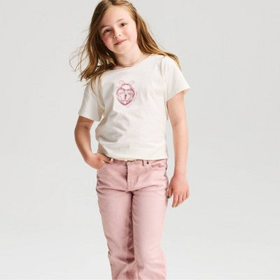 Girls' Off the Shoulder Locket Charm T-Shirt - Cat & Jack Cream L