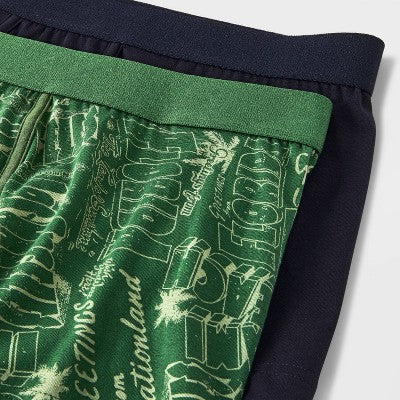 Men's Postcard Print Trunks 2pk - Goodfellow & Co Forest Green XL: Cotton Spandex Mid Rise