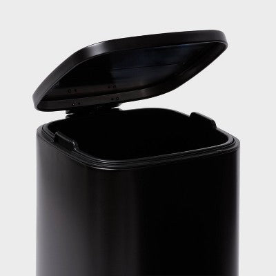 30L Soft Square Step Trash Can Black - Brightroom