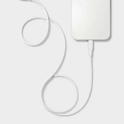 3' Lightning to USB-C Silicone Cable - heyday White