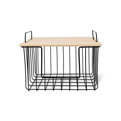 Wide Stackable Wire Baskets Black Open - Bullseye's Playground