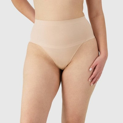 Maidenform Women's Shapewear 2pk Light Shaping Thong SES080 - Black/Beige L
