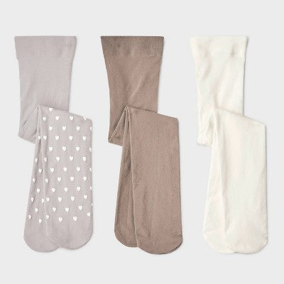 Baby Girls' 3pk 'Hearts and Solid' Printed Tights - Cat & Jack 6-12M