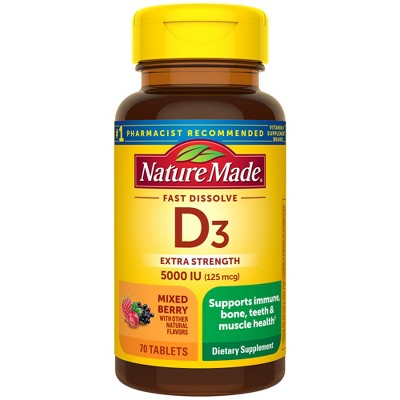 Nature Made D3 Fast Dissolve Vitamin D Tablets - 70ct