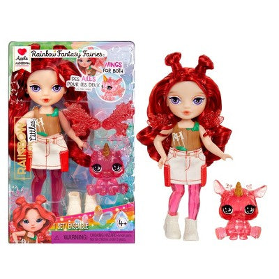 Rainbow High Littles Rainbow Fantasy Fairies + Pet - Apple, Red 5.5" Small Doll & Fantasy Deer
