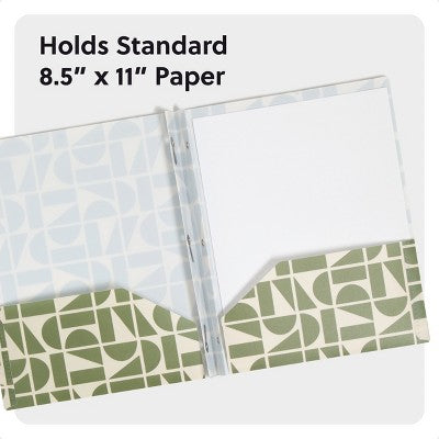 U Brands 2 Pocket Fashion Plastic Folder Off Beat Geo Green