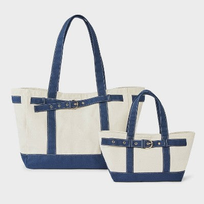 Canvas Large Belted Tote Bag - Universal Thread Blue