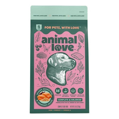 Animal Love High Protein Dry Dog Food with Real Salmon Brown Rice and Cranberry - 5lbs