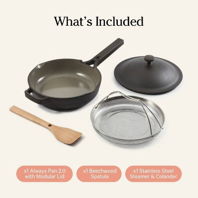 Our Place 2.6qt 10.5" Ceramic Nonstick Always Pan 2.0 - Char: Nonstick Cookware, Induction Safe, Includes Lid & Spatula