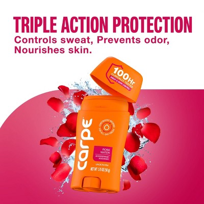 Carpe Women's 100HR Sweat & Odor Control Antiperspirant Deodorant - Rose Water - 1.76oz: Paraben-Free, Phthalate-Free, Vegan