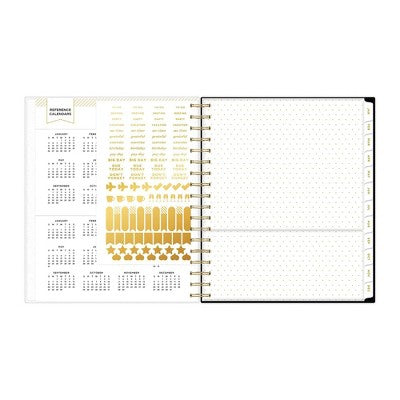 Day Designer 2025 Daily/Monthly Planner 10.16"x9.49" Wirebound Rugby Stripe Black: Adult Calendar, Tabs, Paper 8x10