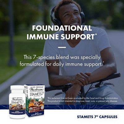 Host Defense Stamets 7 Mushroom Vegan Capsules - 30ct: Organic Certified, Non-GMO, Unflavored Dietary Supplement