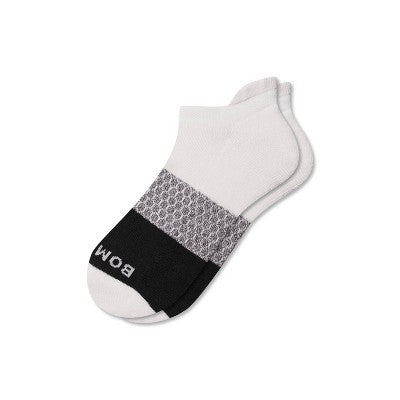 Bombas Men's Tri-Block Ankle Socks - Soft White/Black
