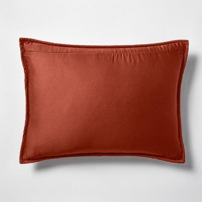 King Heavyweight Linen Blend Quilt Pillow Sham Dark Clay - Casaluna: Rayon & Cotton, Zipper Closure, OEKO-TEX Certified