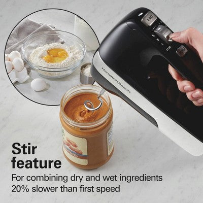 Hamilton Beach 6 Speed Hand Mixer Ultimate Speed Control 62631: 250W Black Handheld Mixer for Kitchen, Dishwasher-Safe Parts