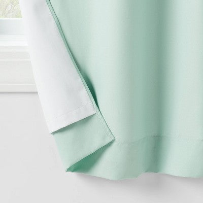 42"W x 63"L Ruffle Kids' Blackout Window Curtain Panel Mint Green - Pillowfort