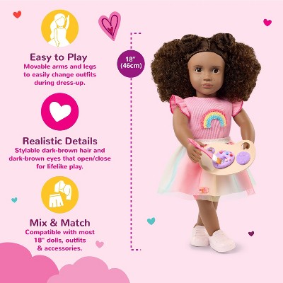 Our Generation Kayla 18" Doll and Real Slime with Arts and Crafts School-Themed Accessories - Dark-Brown Hair/Dark-Brown Eyes