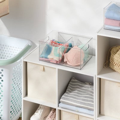 All Purpose Clear Storage Bin with Adjustable Divider Large - Brightroom