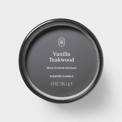 Vanilla Teakwood Jar Candle Gray 6.5oz - Threshold