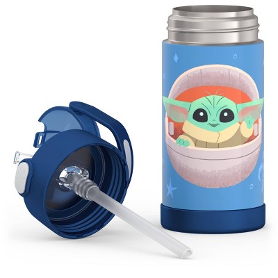 Thermos Kids' 12oz Stainless Steel FUNtainer Water Bottle with Bail Handle - Blue Baby Yoda