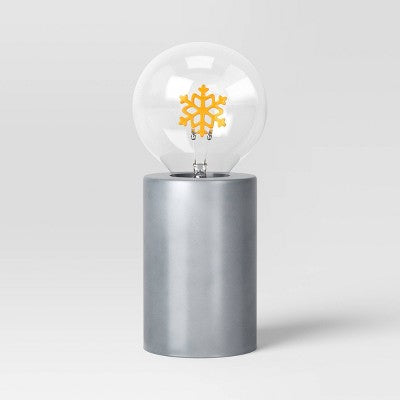 Snowflake Warm Christmas White Filament Bulb with Metal Cylinder Base Battery Operated - Wondershop