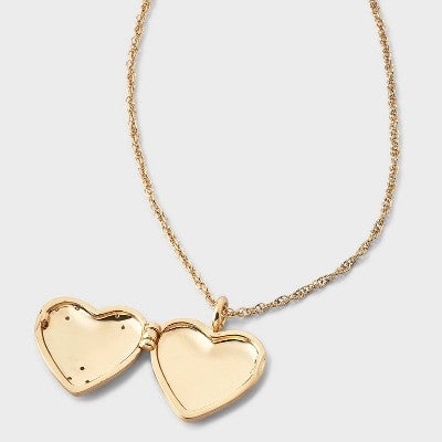 Brass Letter "H" Heart Locket with Initial Pendant Necklace - A New Day Gold