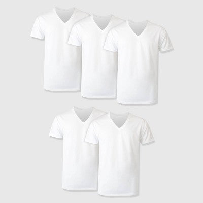 Hanes Premium Men's Short Sleeve V-Neck T-Shirt 5pk - White XL