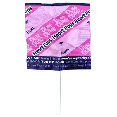 DumDums Valentine's Day Heart Pops Classroom Exchange Candy Box - 8.8oz/25ct