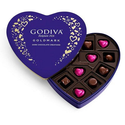 Godiva Valentine's Goldmark Dark Chocolate Heart Box Candy - 4.1oz