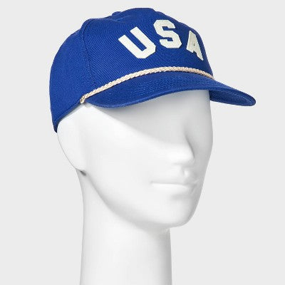 USA Baseball Hat with Rope Detail - Mighty Fine Navy Blue
