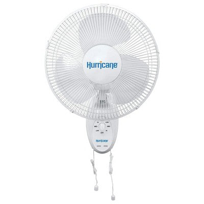 Hurricane 16" Supreme Oscillating Wall Mount Fan, Quiet Corded Electric Air Cooling Unit with Pull Cords for Home, Greenhouse, Garage, Workshop & Gym
