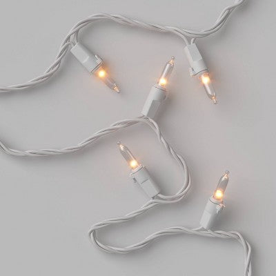 100ct LED Indoor Outdoor Miniature String Lights Clear Bulbs with White Wire - Threshold