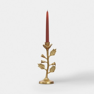 Easter Gold Metal Botanical Taper Candle Holder - Threshold