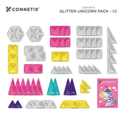 CONNETIX Magnetic Tiles Glitter Unicorn Pack 56pc