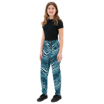 NFL Carolina Panthers Zubaz Youth Zebra Screen Print Pants - 16/18